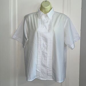Vintage 80s Mr. Witt white cotton/polyester high neck Cottage Core shirt